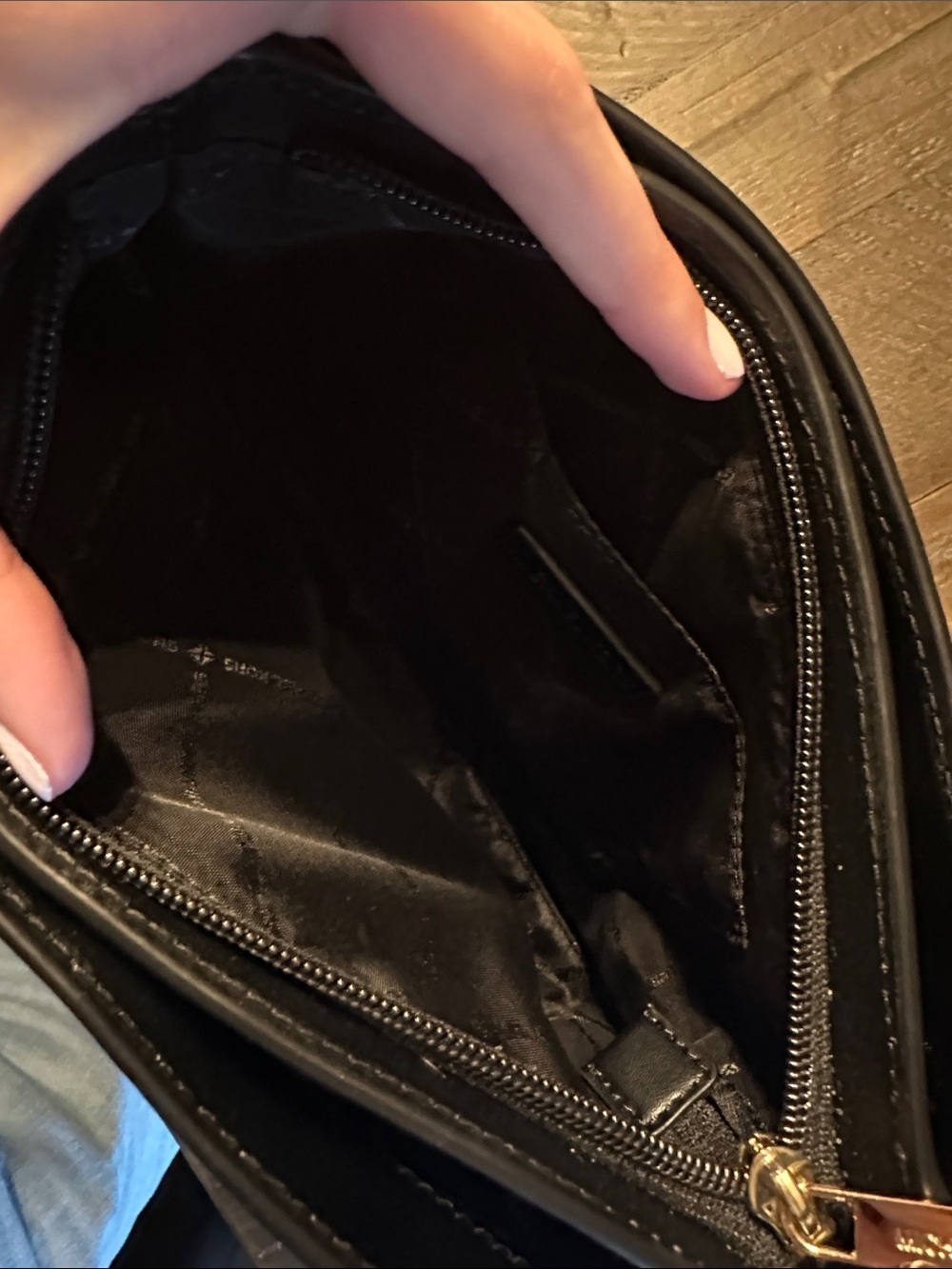Michael Kors Black Pebbled Leather Crossbody with Gold Logo - Picture 4 of 5